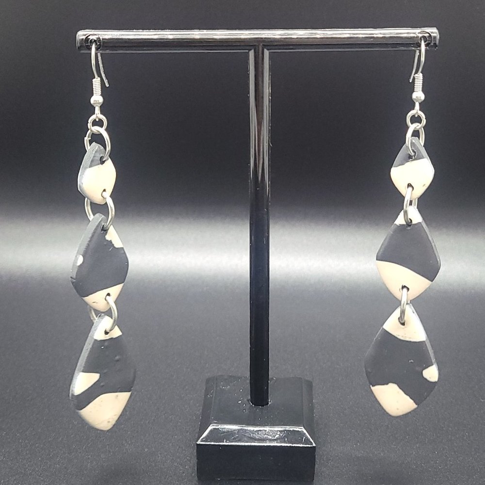 Black and White Clay Earrings